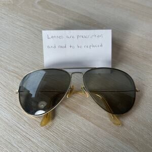 Vintage B&L Ray-Ban Aviator Sunglasses Gold FRAMES ONLY 62-14
